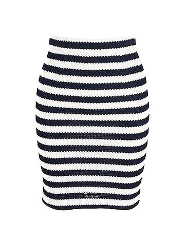 Diane von Furstenberg Diane von Furstenberg Striped Bandage Skirt in White Cotton (view 1)