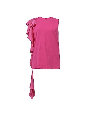 MSGM MSGM Ruffle-Detail Sleeveless Top in Pink Cotton (view 1)