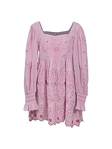 LoveShackFancy LoveShackFancy Freja Mini Dress in Light Pink Cotton (view 1)