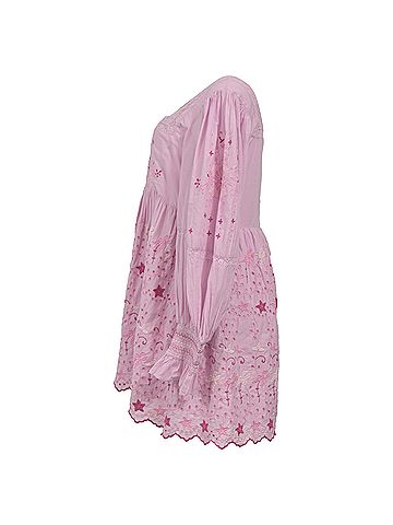 LoveShackFancy LoveShackFancy Freja Mini Dress in Light Pink Cotton (view 2)