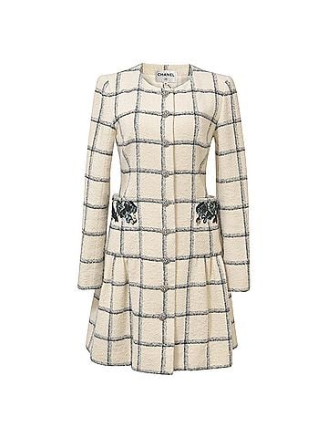 Chanel Chanel Midi Embroidered Dress in Cream Tweed (view 1)