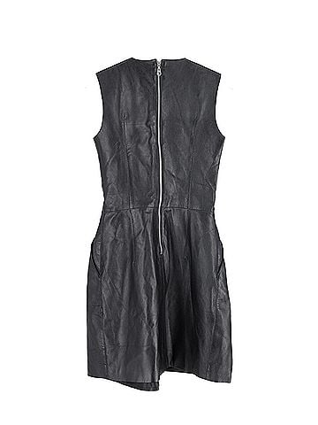 Iris & Ink Iris & Ink Mini Dress in Black Leather (view 2)