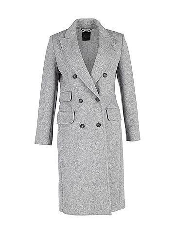 Gill North America Weekend Max Mara Double-Breasted Coat in Grey Wool (view 1)