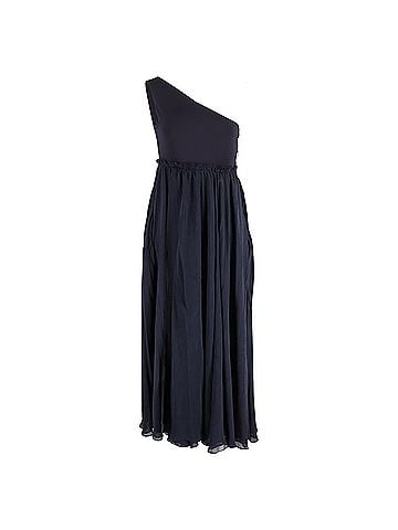 Pierre Balmain  Pierre Balmain Maxi One-Shoulder Sleeve Dress in Navy Blue Polyester and Cotton (view 1)