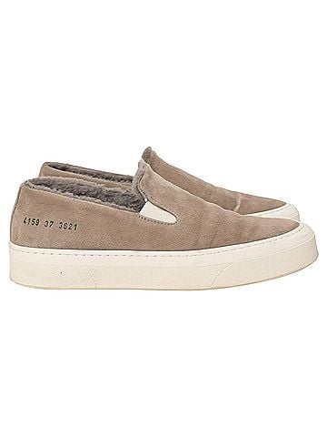 Common Projects Common Projects 35mm Slip On Sneakers with Shearling in Brown Suede (view 1)