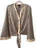 Halogen 100% Polyester Stripes White Black Button-Down Shirt Size 1 - photo 1