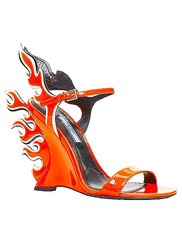 Prada Prada Flame Wedge neon orange patent Fire heel sandal (view 2)
