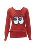 Markus Lupfer 100% Wool Red MarkLupfer comic eyes sequins pullover sweater Size 2 - photo 1