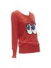 Markus Lupfer 100% Wool Red MarkLupfer comic eyes sequins pullover sweater Size 2 - photo 3
