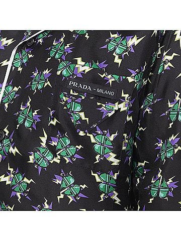 Prada Prada ankenstein Micro Heart print silk pyjama shirt top (view 2)