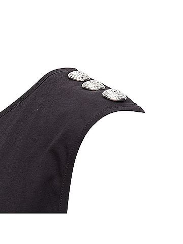 Balmain Balmain Cotton Crest Logo Silver Button Shoulder Tank Top Vest (view 2)