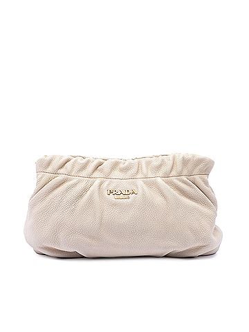 Prada Vitello Daino Ruched Clutch (view 1)