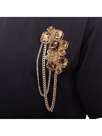 Balmain Balmain buttons chain embellished brooch cotton crop tshirt (view 2)