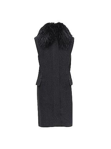 Joseph Joseph wool minimal oversized fur collar pockets boxy vest (view 1)