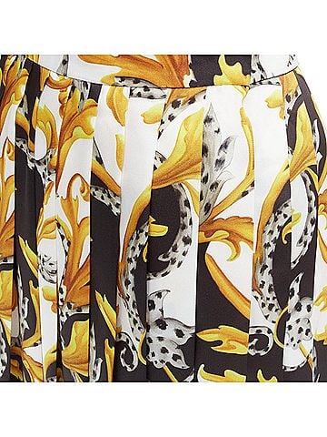Versace Versace Barocco Acanthus Print Pleated High Slit Skirt (view 2)