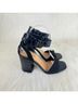 Bamboo 100% Faux Leather Animal Print Solid Black Sandals Size 8 1/2 - photo 3