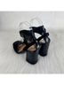 Bamboo 100% Faux Leather Animal Print Solid Black Sandals Size 8 1/2 - photo 5