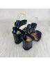 Bamboo 100% Faux Leather Animal Print Solid Black Sandals Size 8 1/2 - photo 4