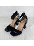Bamboo 100% Faux Leather Animal Print Solid Black Sandals Size 8 1/2 - photo 6