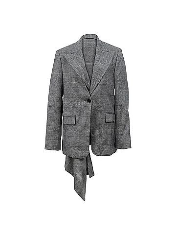 Proenza Schouler Proenza Schouler Asymmetric Draped Plaid Blazer in Grey Wool (view 1)