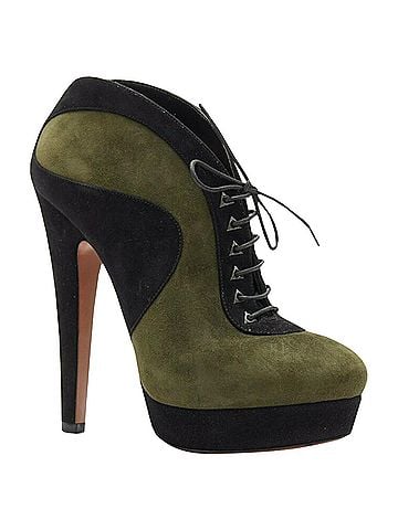 Alaïa Alaia suede leather lace up platform ankle bootie (view 1)