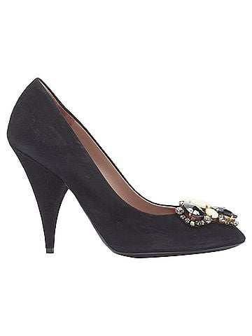 Saint Laurent Yves Saint Laurent Charlie suede rhinestone jewel heel pump (view 1)