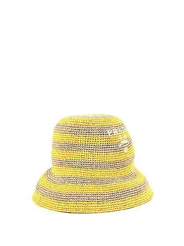 Prada Triangle Logo Bucket Hat Striped Raffia (view 2)