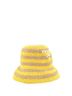 Prada 100% Raffia Yellow Tan Triangle Logo Bucket Hat Striped Raffia One size - photo 2