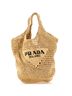 Prada 100% Raffia Tan Triangle Logo Bucket Tote Raffia Small One size - photo 1