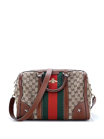 Gucci Vintage Bee Web Boston Bag GG Canvas Medium (view 1)