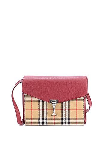 Burberry Macken Crossbody Bag Leather and Vintage Check Canvas Small (view 1)