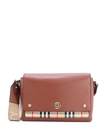 Burberry Note Crossbody Bag Leather with Vintage Check Canvas Medium (view 1)
