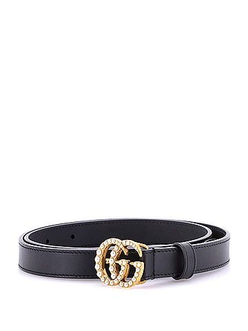 Gucci Pearly GG Marmont Belt Leather Thin (view 1)
