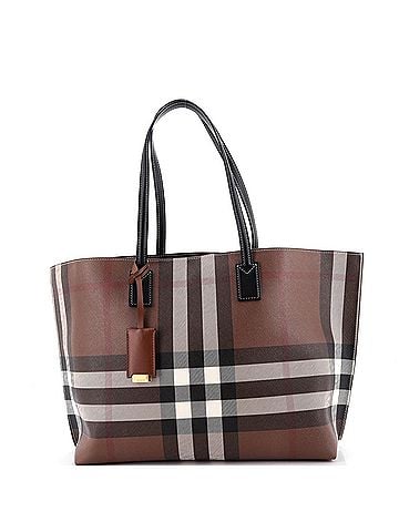 Burberry Open Tote Check E-Canvas Large (view 1)