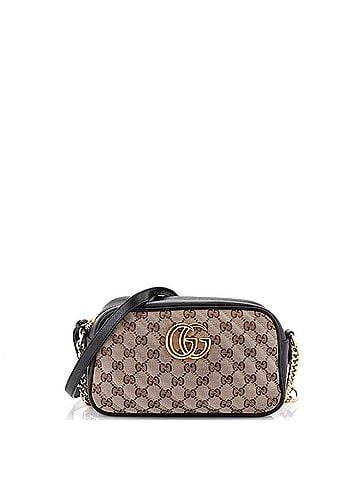 Gucci GG Marmont Shoulder Bag Diagonal Quilted GG Canvas with Leather Small (view 1)