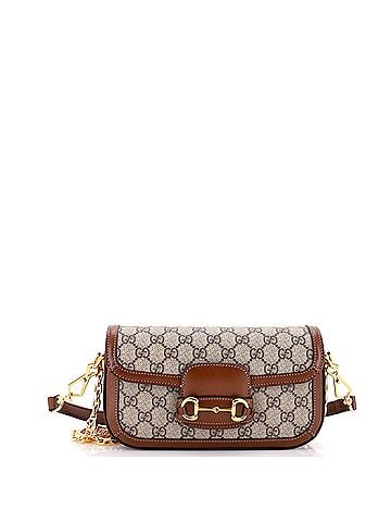 Gucci Horsebit 1955 Shoulder Bag GG Coated Canvas with Leather East West (view 1)