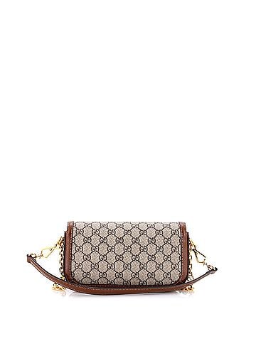 Gucci Horsebit 1955 Shoulder Bag GG Coated Canvas with Leather East West (view 2)