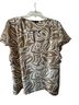 Sara Michelle White Tan Short Sleeve Blouse Size XL - photo 1