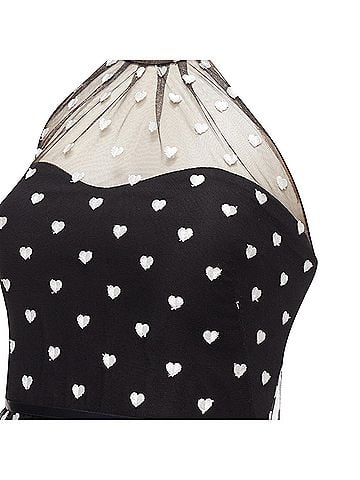 Marchesa Marchesa Notte Mesh Heart Embroidered Halter Neck Tiered Gown (view 2)