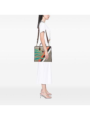 Gucci Medium GG Supreme 100 Centum Anniversary Calfskin Retro Interlocking G Tote (view 2)