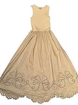 Moon River Cream Sleeveless Maxi Dress With Embroidered Hem Casual Dress (view 1)