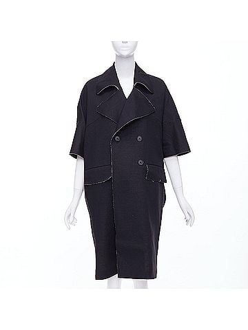 MARNI Marni Wool Linen Frayed Edge Double Breasted Long Coat (view 1)