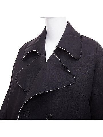 MARNI Marni Wool Linen Frayed Edge Double Breasted Long Coat (view 2)