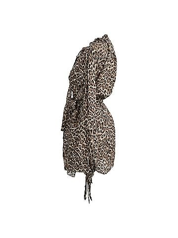 Zimmermann Zimmermann Suraya Leopard-Print Off-Shoulder Dress in Brown Silk (view 2)