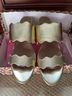 fs/ny 100% Leather Gold Wedges Size 9 1/2 - photo 5