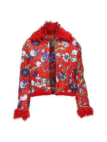 Kenzo Kenzo Memento Reversible Flower Print Faux Fur Crop Jacket (view 1)
