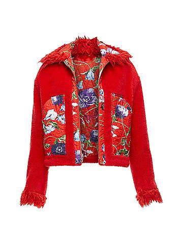 Kenzo Kenzo Memento Reversible Flower Print Faux Fur Crop Jacket (view 2)