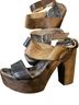 BED|STU 100% Leather Brown Black Wedges Size 8 1/2 - photo 1