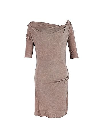 Vivienne Westwood  Vivienne Westwood Asymmetric Neckline Midi Dress in Brown Viscose (view 1)