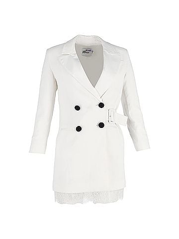 Self-Portrait Self-Portrait Double-Breasted Crepe Blazer Dress in White Polyester (view 1)